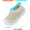 imageJOINFREE Toddler Boys Girls Sneaker Slip On Shoes Kids Lightweight Breathable Walking ShoesBeige