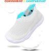 imageJOINFREE Toddler Boys Girls Sneaker Slip On Shoes Kids Lightweight Breathable Walking ShoesBeige White