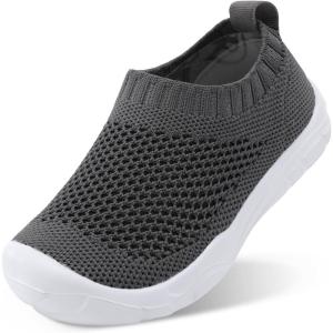 imageJOINFREE Toddler Boys Girls Sneaker Slip On Shoes Kids Lightweight Breathable Walking ShoesA Dark Grey
