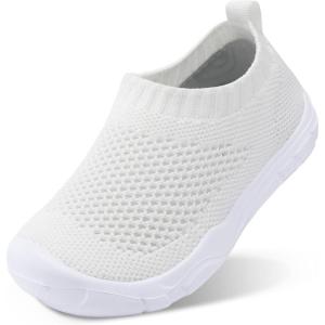 imageJOINFREE Toddler Boys Girls Sneaker Slip On Shoes Kids Lightweight Breathable Walking ShoesBeige White
