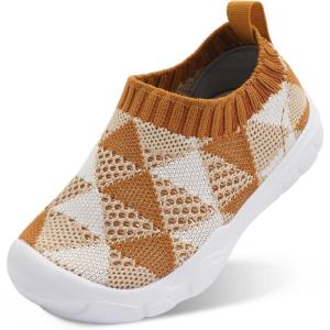 imageJOINFREE Toddler Boys Girls Sneaker Slip On Shoes Kids Lightweight Breathable Walking ShoesBeigebrown