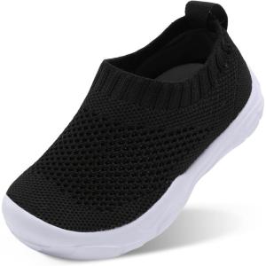imageJOINFREE Toddler Boys Girls Sneaker Slip On Shoes Kids Lightweight Breathable Walking ShoesBlack