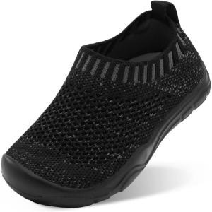 imageJOINFREE Toddler Boys Girls Sneaker Slip On Shoes Kids Lightweight Breathable Walking ShoesBlack Pure