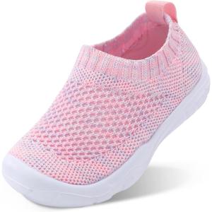 imageJOINFREE Toddler Boys Girls Sneaker Slip On Shoes Kids Lightweight Breathable Walking ShoesColorful Pink