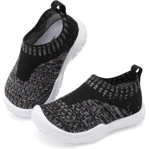 imageJOINFREE Toddler Boys Girls Sneaker Slip On Shoes Kids Lightweight Breathable Walking ShoesDark Grey