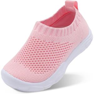 imageJOINFREE Toddler Boys Girls Sneaker Slip On Shoes Kids Lightweight Breathable Walking ShoesPink