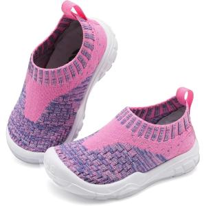 imageJOINFREE Toddler Boys Girls Sneaker Slip On Shoes Kids Lightweight Breathable Walking ShoesPink Purple