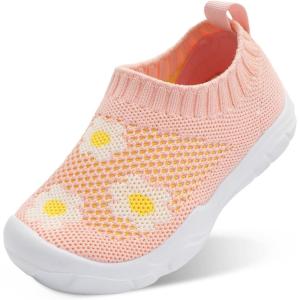 imageJOINFREE Toddler Boys Girls Sneaker Slip On Shoes Kids Lightweight Breathable Walking ShoesPinkflower