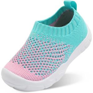 imageJOINFREE Toddler Boys Girls Sneaker Slip On Shoes Kids Lightweight Breathable Walking ShoesPinkgreen