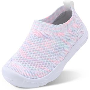 imageJOINFREE Toddler Boys Girls Sneaker Slip On Shoes Kids Lightweight Breathable Walking ShoesPjwhitepink