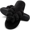 imageJOINFREE Womens Bedroom Slippers Comfort Four Season Classy Indoor Spa Slide ShoesABlack Round