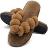 imageJOINFREE Womens Bedroom Slippers Comfort Four Season Classy Indoor Spa Slide ShoesABrown Round