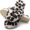 imageJOINFREE Womens Bedroom Slippers Comfort Four Season Classy Indoor Spa Slide ShoesALeopard White