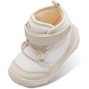 imageJOINFREE Toddler Boys Girls Winter Boots Kids Outdoor Warm Booties NonSlip Walking Shoes Ankle Boots Lightweight House Indoor SlippersBeige