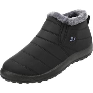 imageJOINFREE Winter Snow Boots for Women Men AntiSkid House Shoes Ankle Boots Indoor OutdoorBlack