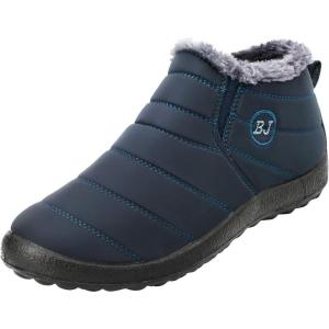 imageJOINFREE Winter Snow Boots for Women Men AntiSkid House Shoes Ankle Boots Indoor OutdoorBlue
