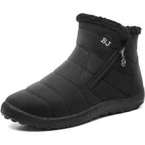 imageJOINFREE Winter Snow Boots for Women Men AntiSkid House Shoes Ankle Boots Indoor OutdoorMiddle Black