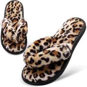 imageJOINFREE Womens Bedroom Slippers Comfort Four Season Classy Indoor Spa Slide ShoesABare Leopard