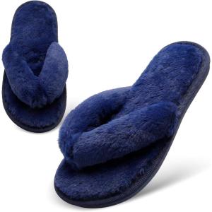 imageJOINFREE Womens Bedroom Slippers Comfort Four Season Classy Indoor Spa Slide ShoesANavy Blue