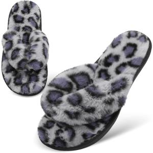 imageJOINFREE Womens Bedroom Slippers Comfort Four Season Classy Indoor Spa Slide ShoesBlue Leopard