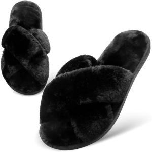 imageJOINFREE Womens Bedroom Slippers Comfort Four Season Classy Indoor Spa Slide ShoesCBlack