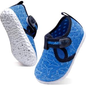 imageJOINFREE Baby Toddler Water Shoes Boys Girls Sandals Barefoot Kids Breathable Sneakers Shoes for Walking RunningBlue Shark