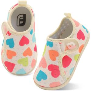 imageJOINFREE Baby Toddler Water Shoes Boys Girls Sandals Barefoot Kids Breathable Sneakers Shoes for Walking RunningColorful Heart