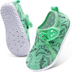 imageJOINFREE Baby Toddler Water Shoes Boys Girls Sandals Barefoot Kids Breathable Sneakers Shoes for Walking RunningGreen Dinosaur