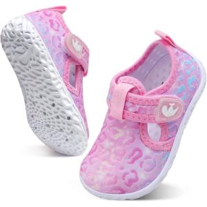 imageJOINFREE Baby Toddler Water Shoes Boys Girls Sandals Barefoot Kids Breathable Sneakers Shoes for Walking RunningLeopard Purple