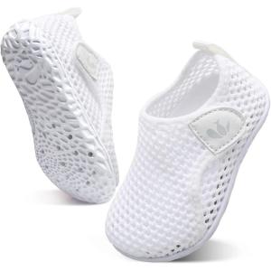 imageJOINFREE Baby Toddler Water Shoes Boys Girls Sandals Barefoot Kids Breathable Sneakers Shoes for Walking RunningMesh All White