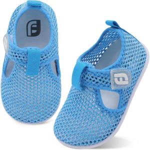 imageJOINFREE Baby Toddler Water Shoes Boys Girls Sandals Barefoot Kids Breathable Sneakers Shoes for Walking RunningMesh Blue
