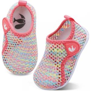 imageJOINFREE Baby Toddler Water Shoes Boys Girls Sandals Barefoot Kids Breathable Sneakers Shoes for Walking RunningMesh Colorful