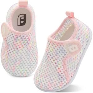imageJOINFREE Baby Toddler Water Shoes Boys Girls Sandals Barefoot Kids Breathable Sneakers Shoes for Walking RunningMesh Colorpinkyellow