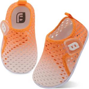 imageJOINFREE Baby Toddler Water Shoes Boys Girls Sandals Barefoot Kids Breathable Sneakers Shoes for Walking RunningMesh Gradient Orange