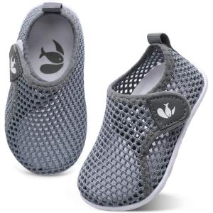 imageJOINFREE Baby Toddler Water Shoes Boys Girls Sandals Barefoot Kids Breathable Sneakers Shoes for Walking RunningMesh Grey