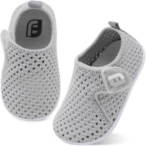imageJOINFREE Baby Toddler Water Shoes Boys Girls Sandals Barefoot Kids Breathable Sneakers Shoes for Walking RunningMesh Lightgrey