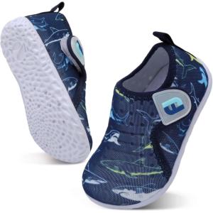 imageJOINFREE Baby Toddler Water Shoes Boys Girls Sandals Barefoot Kids Breathable Sneakers Shoes for Walking RunningNavyblue Shark