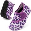 imageJOINFREE Kids Boys and Girls Swim Water Shoes Toddler Quick Dry Aqua Socks Barefoot Skin Shoes for Beach SportsPurple Leopard