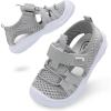 imageJOINFREE Toddler Boys Girls Water Shoes Breathable Qucik Dry Sport Beach Sandals Lightweight Barefoot FlexibleMesh Grey
