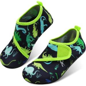 imageJOINFREE Kids Boys and Girls Swim Water Shoes Toddler Quick Dry Aqua Socks Barefoot Skin Shoes for Beach SportsBare Dinosaur