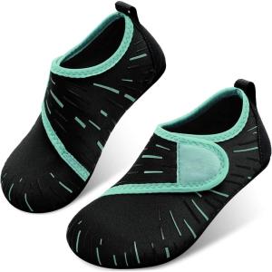 imageJOINFREE Kids Boys and Girls Swim Water Shoes Toddler Quick Dry Aqua Socks Barefoot Skin Shoes for Beach SportsBlack Blue