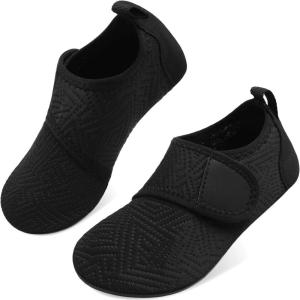 imageJOINFREE Kids Boys and Girls Swim Water Shoes Toddler Quick Dry Aqua Socks Barefoot Skin Shoes for Beach SportsBlack Stripe