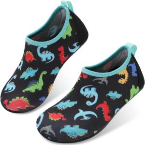 imageJOINFREE Kids Boys and Girls Swim Water Shoes Toddler Quick Dry Aqua Socks Barefoot Skin Shoes for Beach SportsBlue Multidinosaur