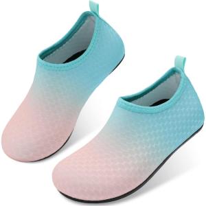 imageJOINFREE Kids Boys and Girls Swim Water Shoes Toddler Quick Dry Aqua Socks Barefoot Skin Shoes for Beach SportsBlue Orange
