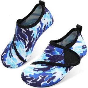 imageJOINFREE Kids Boys and Girls Swim Water Shoes Toddler Quick Dry Aqua Socks Barefoot Skin Shoes for Beach SportsBlue Wave