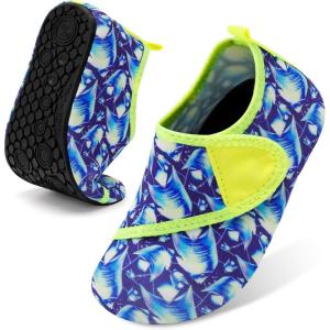 imageJOINFREE Kids Boys and Girls Swim Water Shoes Toddler Quick Dry Aqua Socks Barefoot Skin Shoes for Beach SportsBluegreen Fish