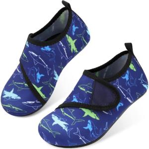 imageJOINFREE Kids Boys and Girls Swim Water Shoes Toddler Quick Dry Aqua Socks Barefoot Skin Shoes for Beach SportsBluegreen Shark
