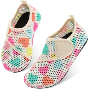 imageJOINFREE Kids Boys and Girls Swim Water Shoes Toddler Quick Dry Aqua Socks Barefoot Skin Shoes for Beach SportsColor Heart