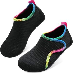 imageJOINFREE Kids Boys and Girls Swim Water Shoes Toddler Quick Dry Aqua Socks Barefoot Skin Shoes for Beach SportsColorful Black