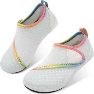 imageJOINFREE Kids Boys and Girls Swim Water Shoes Toddler Quick Dry Aqua Socks Barefoot Skin Shoes for Beach SportsCorloful White